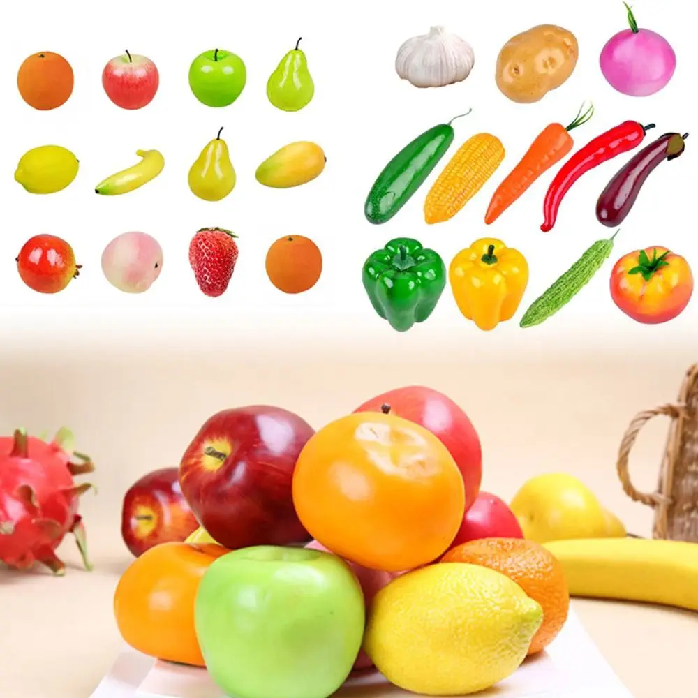 12PCS Artificial Fruits Vegetables Food Model Kitchen Landscape Home Decor Desktop Ornament Photo Prop