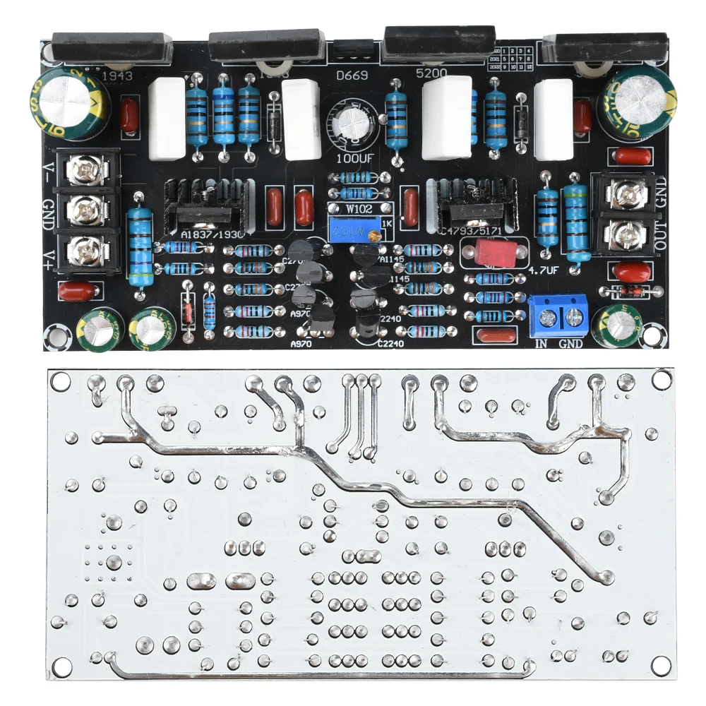 우프커 200W 파워 앰프 보드 모노 DC 20V-90V 듀얼 전압 오디오 파워 앰프 보드 1943+5200 파워 앰프 보드