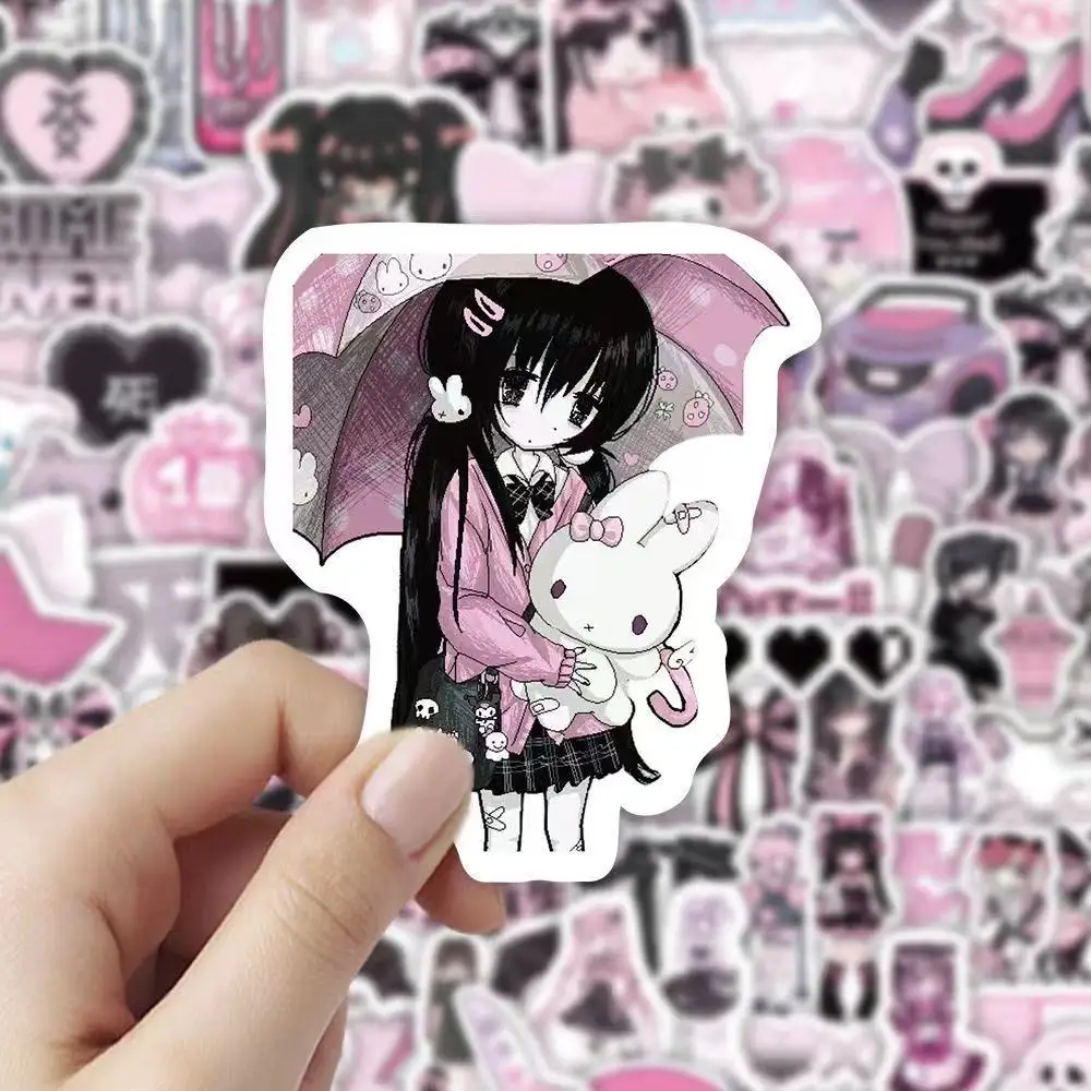 Gothic Lolita Sticker Set Japanese Gothic Anime Decals for Water Bottle Kawaii Aesthetic Stickers 100PCS