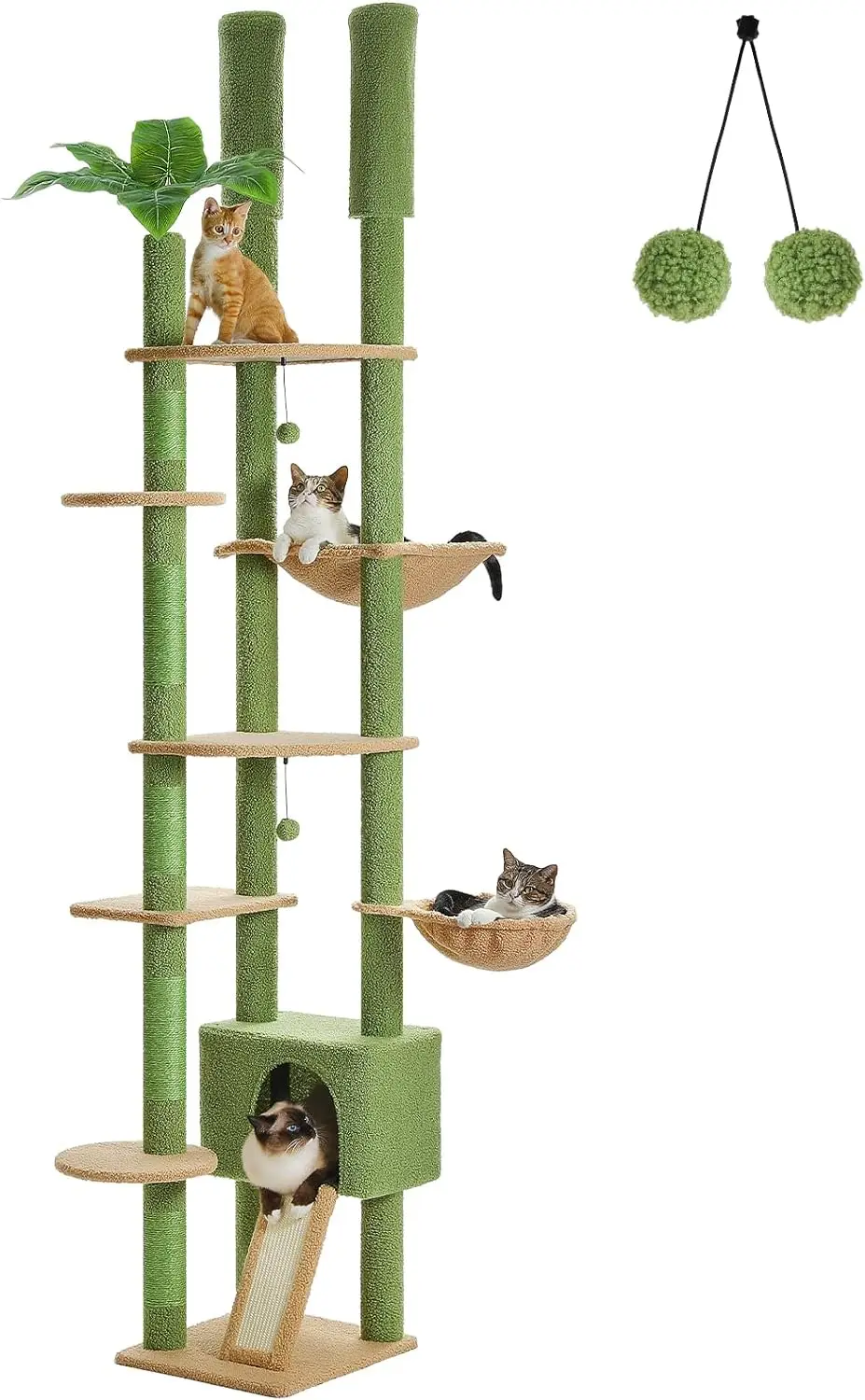 

ITall Cat Tree, Floor to Ceiling Cat Tree Tower Adjustable [90.5''~100.4''=230~252CM] with Cat Condo