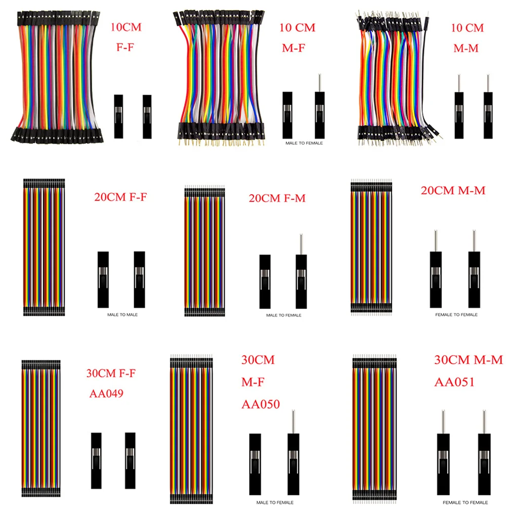 40PIN 10CM 20CM 30CM Dupont Line Male to Male + Female to Male and Female to Female Jumper Dupont Wire Cable for arduino DIY KIT 1