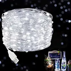 USB - Powered 50/100 LED Fairy Lights - Warm White, White, Multicolor - Ideal for Indoor/Outdoor Décor (Cold White)
