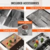 VEVOR 33inch  Kitchen Sink  Single/Double Bowl Stainless Steel Sink Workstation Step Sink with Cutting Board and Basket Strainer 6