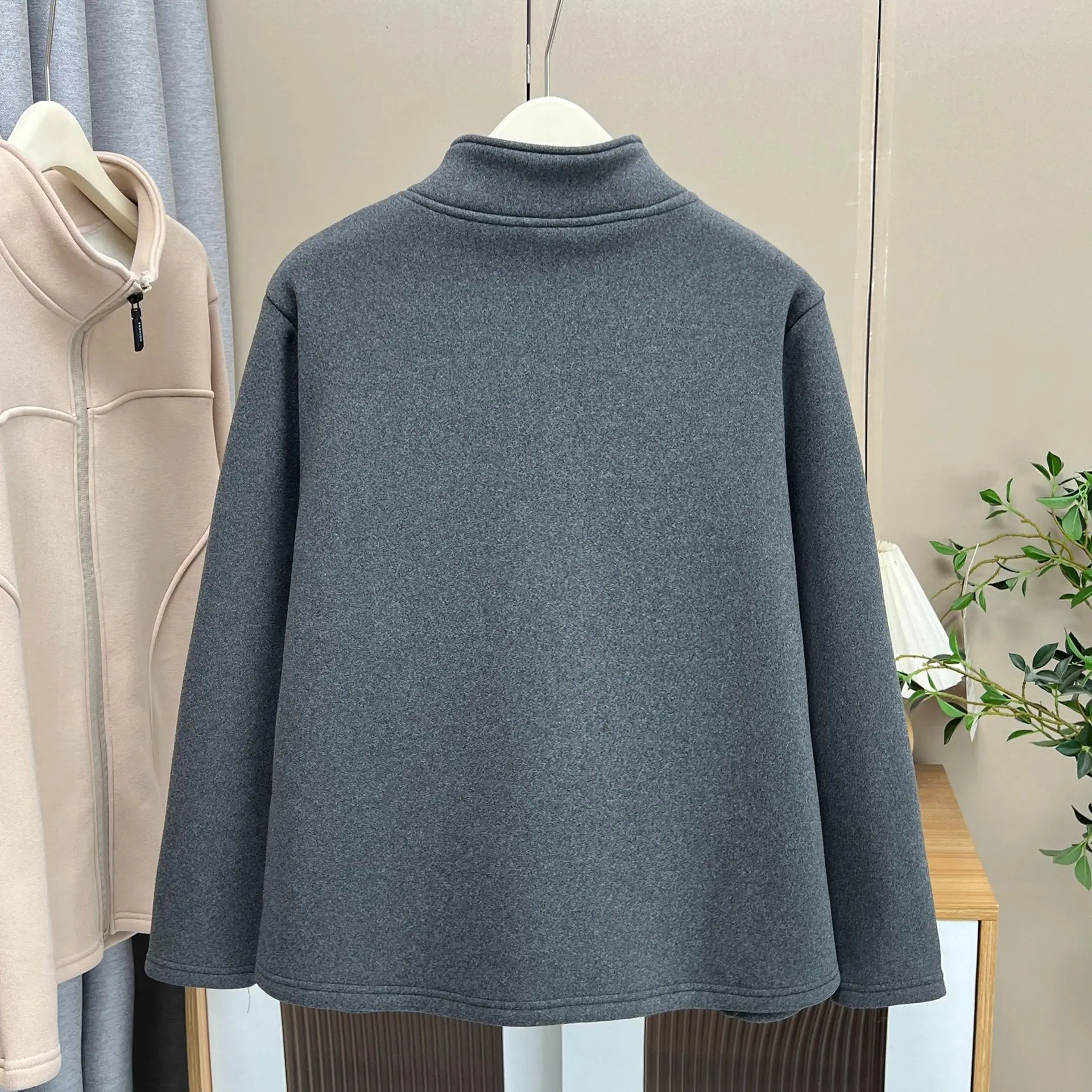 XXXXL Fashion Plus Size Women's Fleece Jacket New Simple Thicken three-dimensional Cut stand-up Collar Hoodies Autumn Winter2025