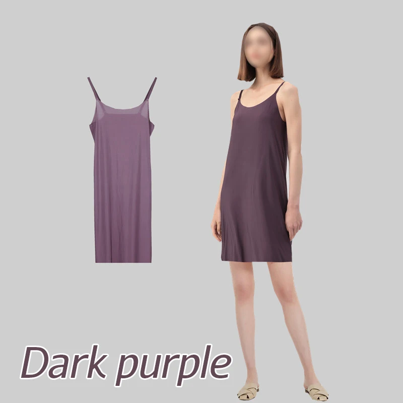 Women Elastic Silky Underdress Spaghetti Strap Dress Slips Summer Ultra-thin Seamless Nightdress Soft Short Petticoat Underskirt petticoat skirt half slip skirt women full slip dress