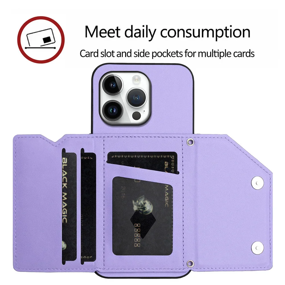 Leather Wallet Phone Case with Lanyard Attachment