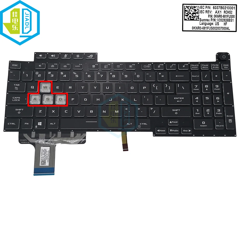Teclado Retroiluminado Rgb Colorido dos Eua para Asus Rog Stirx G17 G713 G713q G713qe G713qr 0knr0681fus00 Teclados do Portátil Teclados de Cristal - Imagem 2