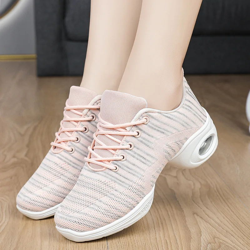 Dance Shoes Woman Mesh Soft Soled Jazz Shoes Women Sports Shoes Modern Jumping Running Shoes Adult Square Dance Sneakers