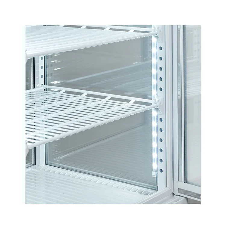 Commerccial Vertical 78 Liter 4 Side Glass Display Cooler Upright Showcase For Wine And Beverage Cooler