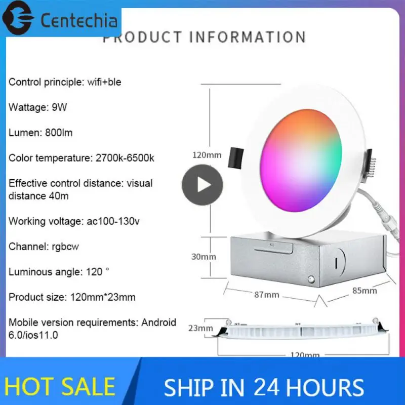 

Потолочный светильник с регулируемой яркостью, 120 В, 9 Вт, Rgb,-В переменного тока, с голосовым управлением, работает с Умной лампой Alexa Home с Wi-Fi, светодиодный потолочный светильник