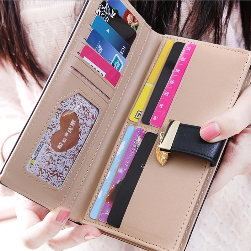 2024 New Fashion Women Bifold Wallet Leather Clutch Card Holder Purse Lady Long Handbag