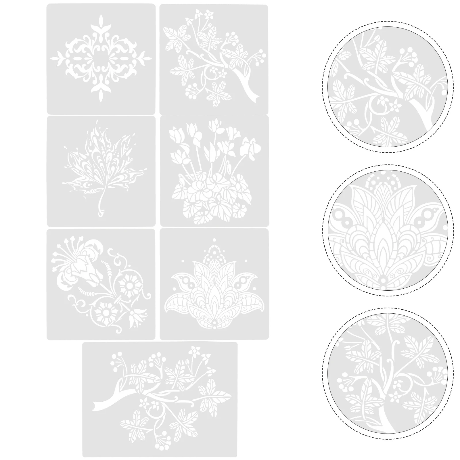 7 Pcs Decor Flower Painting Template Compact Plant Stencils Portable Reusable Convenient White