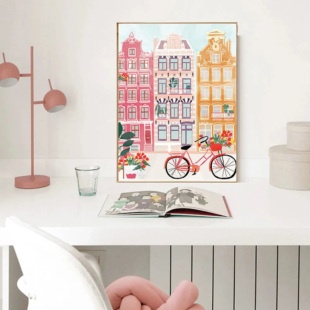 HUACAN 5D Diamond Mosaic Landscapes City Diamond Painting Street Cross Stitch Mosaic Building Decor For Home