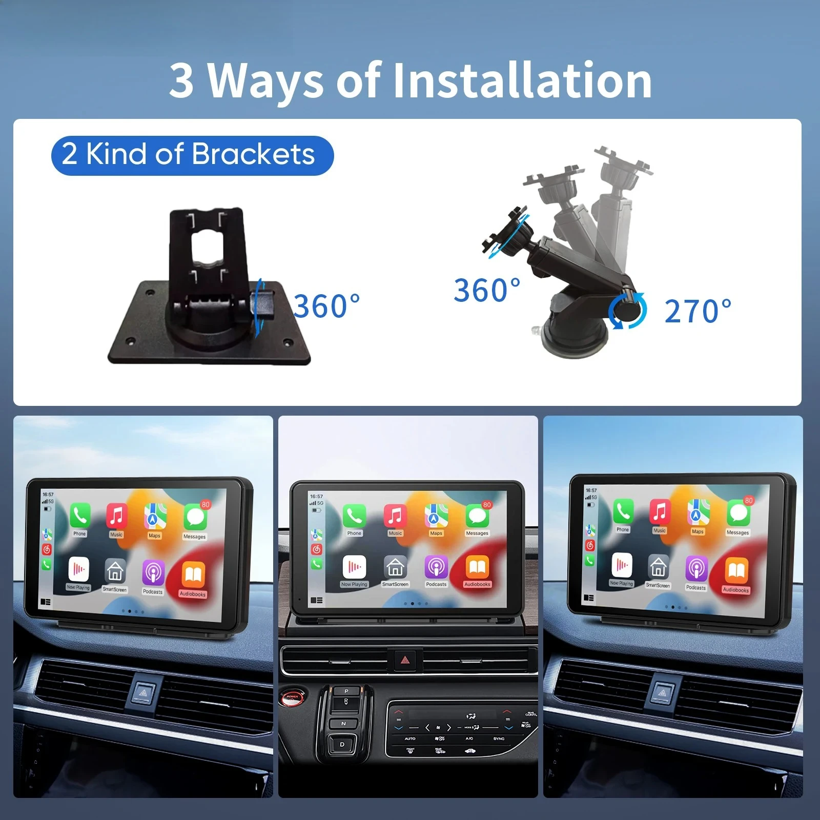 2026 New HD 7” Universal CarPlay Android Auto Car Radio Multimedia Video Player IPS Touch Screen with AUX USB Rearview Camera