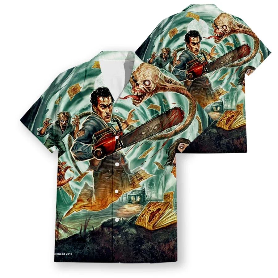 

Phechion Hawaiian Short Sleeve Men's Shirt Horror Movie Evil Dead Funny 3D Printed Casual Shirts Fashion Men Tops W24