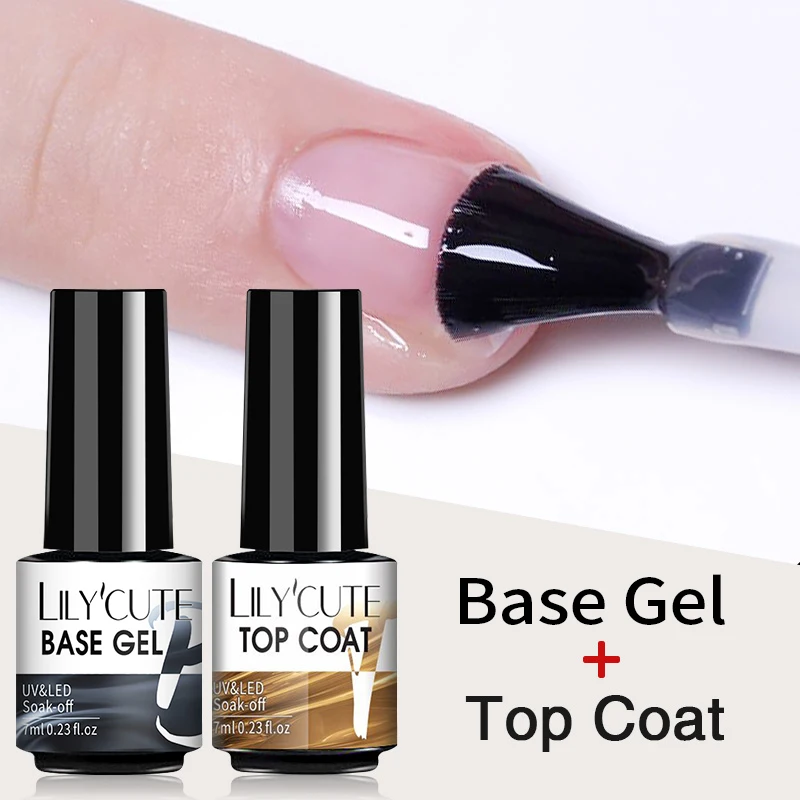 LILYCUTE-7ml-Base-Top-Coat-Gel-Polish-UV-Soak-Off-Semi-Permanent-Nail ...