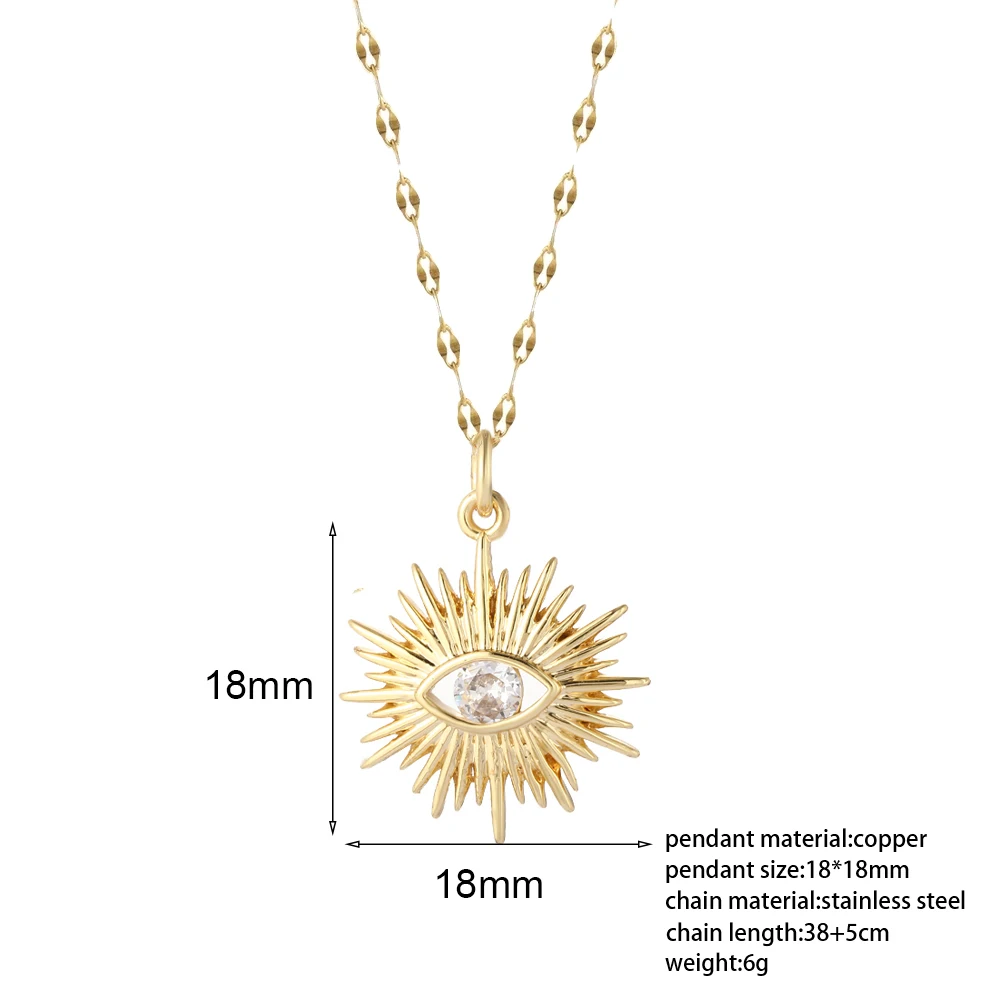 Bohemian Better fly böse Blue Eye Halskette für Frauen Gold Farbe niedlichen Herz Engel lange Edelstahl Kette Anhänger neu in Halsreif – Detail 2