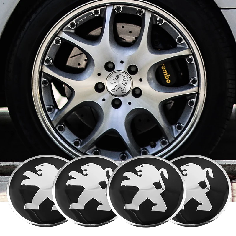 Lot De 4 Autocollants Pour Capuchons De Moyeu Peugeot - 56 Mm - Pour 107, 108, 206, 207, 208, 301, 306, 307, 308, 407, 408
