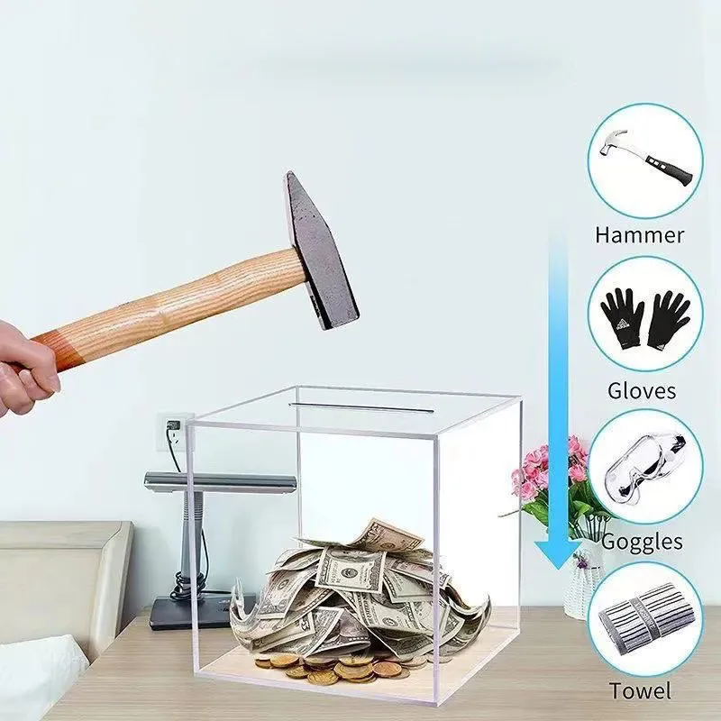 Cofrinho de acrílico de grande capacidade, seguro para crianças, com visor visível, moderno e sem necessidade de reembolso. Pote transparente para guardar dinheiro._voghion.com