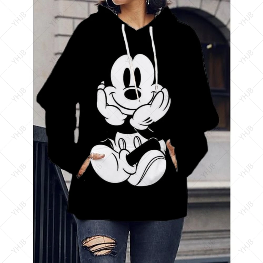 

Hot Sale Kawaii Disney Minnie Mickey Mouse Print Hoodies 2023 New Cute Cartoon Hoody Women Anime Graphic Sweatshirt Casual Lady