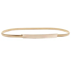 Elegant Stretch Gold Chain Belt with Leaf Accent - 75cm (Skinny gold)