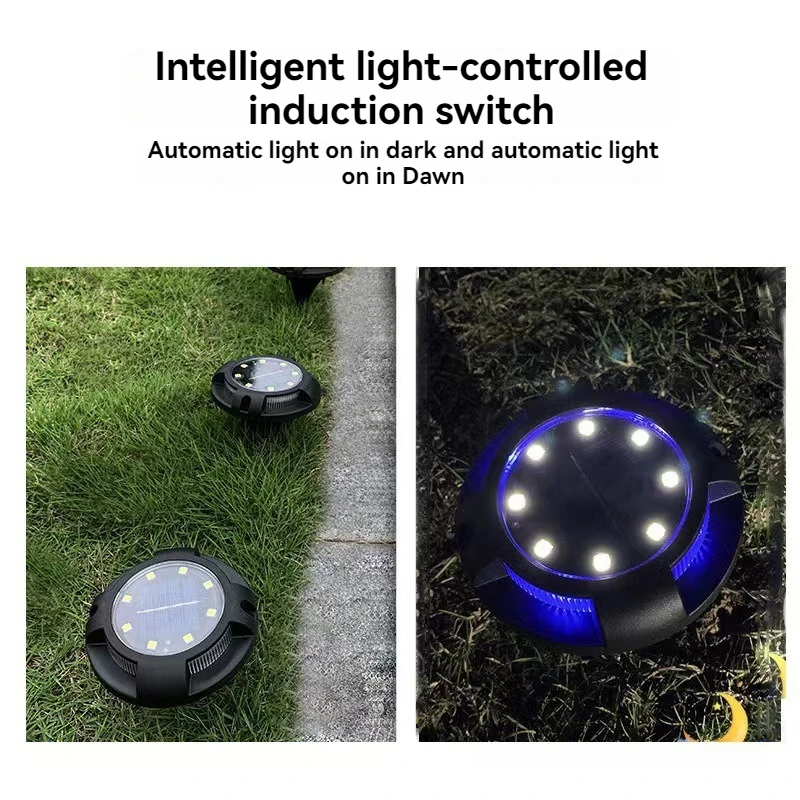 Outdoor Waterproof Solar Buried Light 8+4LED Side Light Deck Lawn Garden Installed Ground Insert garden decoration lamps