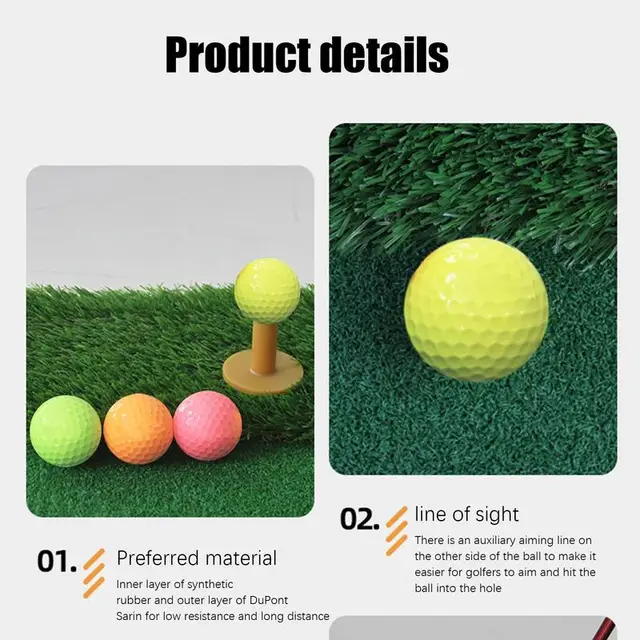 Soft Indoor Golf Balls 12X Colored Golf Balls Golf Match Balls Golf Double Deck Ball Double Layer Golf Ball Professional High 4