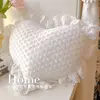 Romantic White lace back cushion round pumpkin cushion backrest heart shaped throw pillow 2