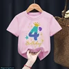 3th/4th/5th/6th Birthday Gift For Girls Tshirt Glitter Mermaid Princess Graphic Print T Shirt Kawaii Kids Clothes Summer Tops 5