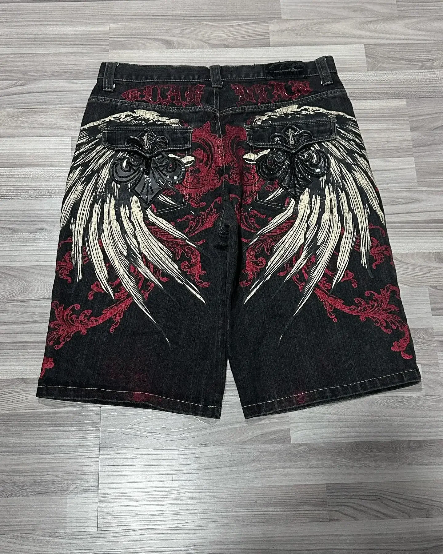 thumbnail image 1 of Pantalones vaqueros holgados estilo retro americano, estilo punk, informales, por encima de la rodilla, para hombres y mujeres, ropa de calle gótica Y2k, pantalones cortos de baloncesto, 1 of 5