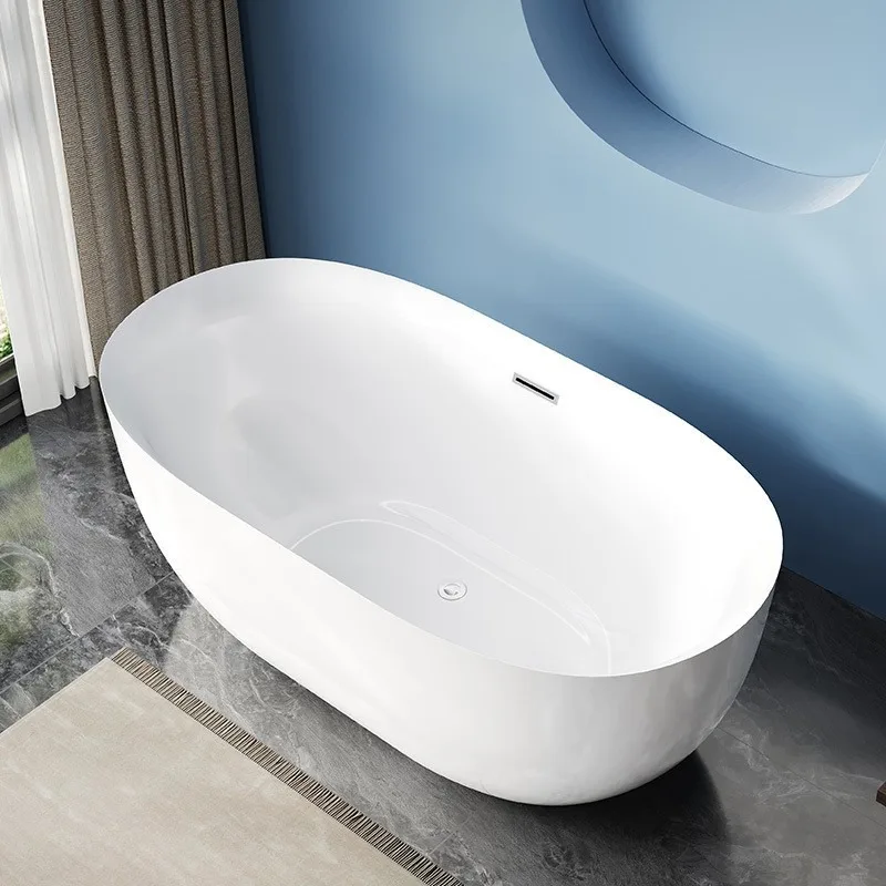 Modern Artificial Solid Surface Oval Round Ceramic Bath Tub Bathroom Soaking Freestanding Acrylic Bathtub for Hotel Project