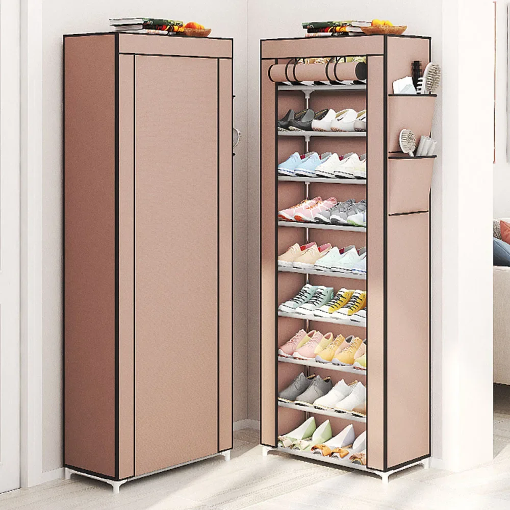 Multi-layer Shoe Rack Organizer Large Capacity Boot Storage Cabinet Non-woven Corridor Entrance Bracket Metal Shoe Cabinet