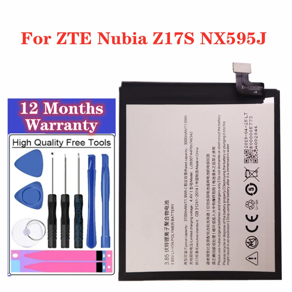 

New 3100mAh Li3930T44P6h746342 Phone Battery For ZTE Nubia Z17S Z17 S NX595J Smart Phone Hight Quality Battery + Tools