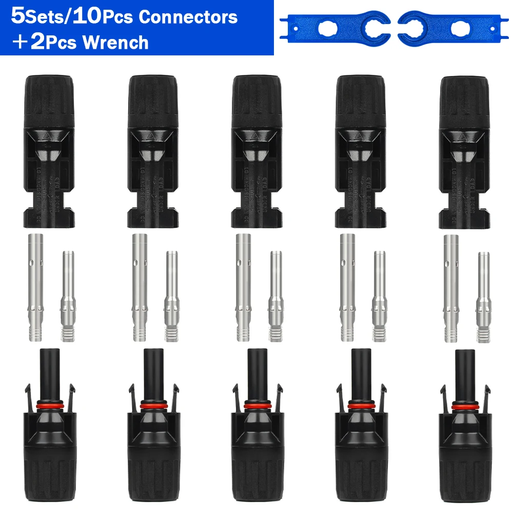 10/20//40/60/100 Adet DC Güneş Konektörü 1000 V 30A Panel Stecker IP67 Su Geçirmez Konnektör Kiti Sola PV Kablosu ile 2 Adet Anahtar