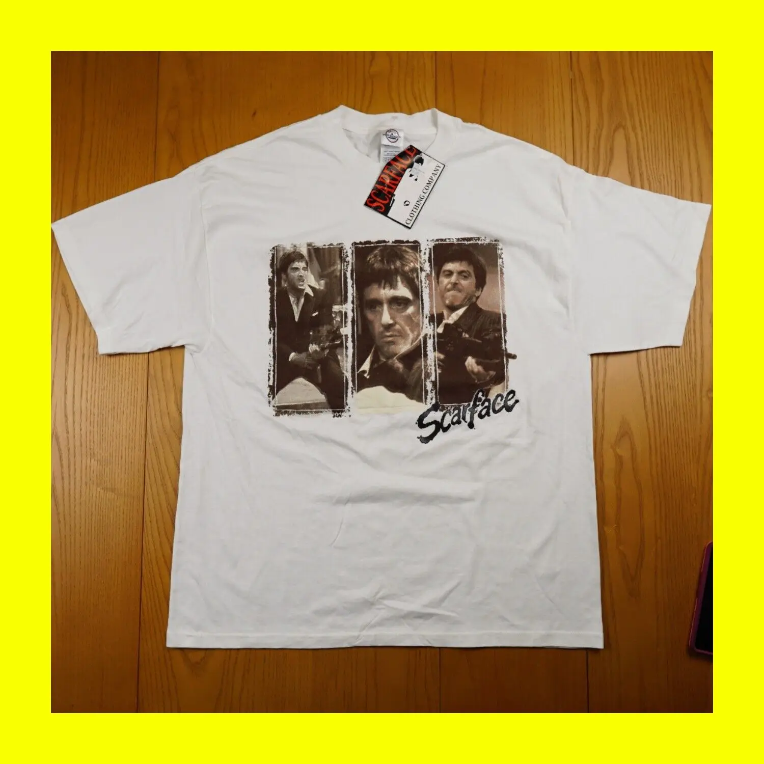 Camicia Vintage Scarface Uomo Extra Large White Nwt 2005 Y2K Al Pacino Radio Rap Maniche Lunghe O Corte
