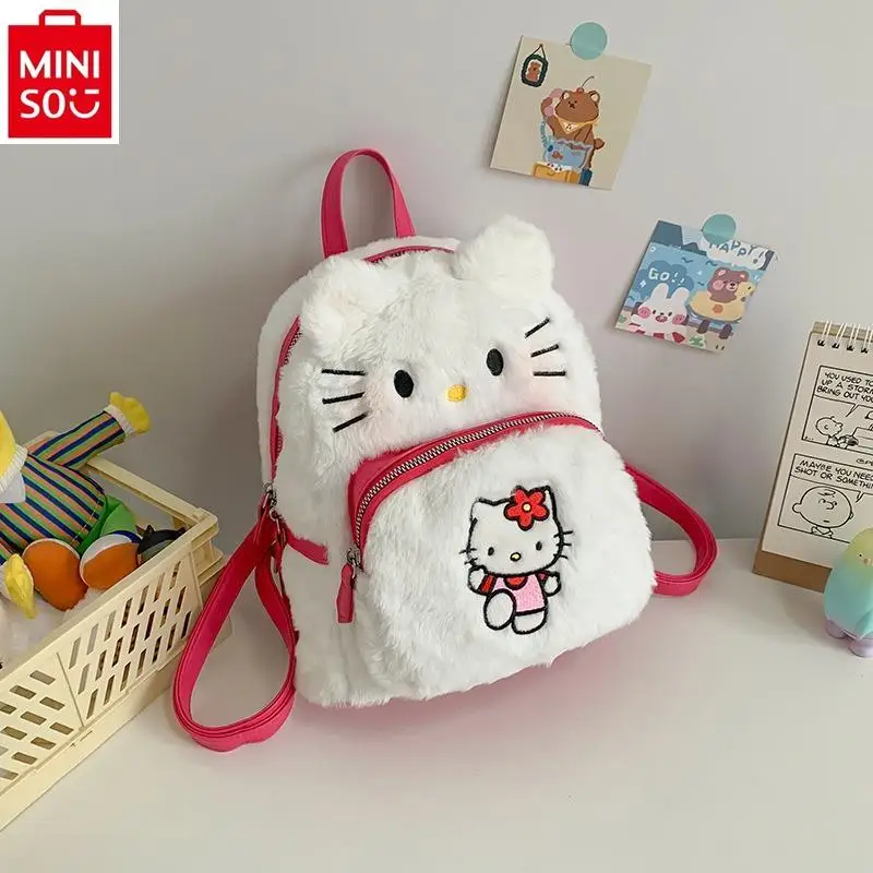 

MINISO Sanrio 2024 New Cartoon Hello Kitty Student Plush Bag Children's Backpack Birthday Gift