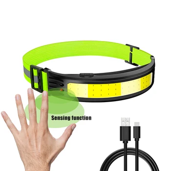 내장 배터리 COB 센서 헤드램프, 캠핑 낚시 강력한 USB 충전식 LED 헤드라이트 방수 헤드 토치 헤드 랜턴