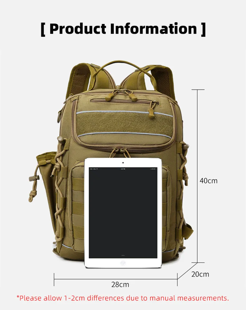 Description Picture 4 of itemFishing Lure Bag Men Single Shoulder Backpack Outdoor Tactical Sports Camo Travel Mountaineering Small Travel Climbing Backpacks
