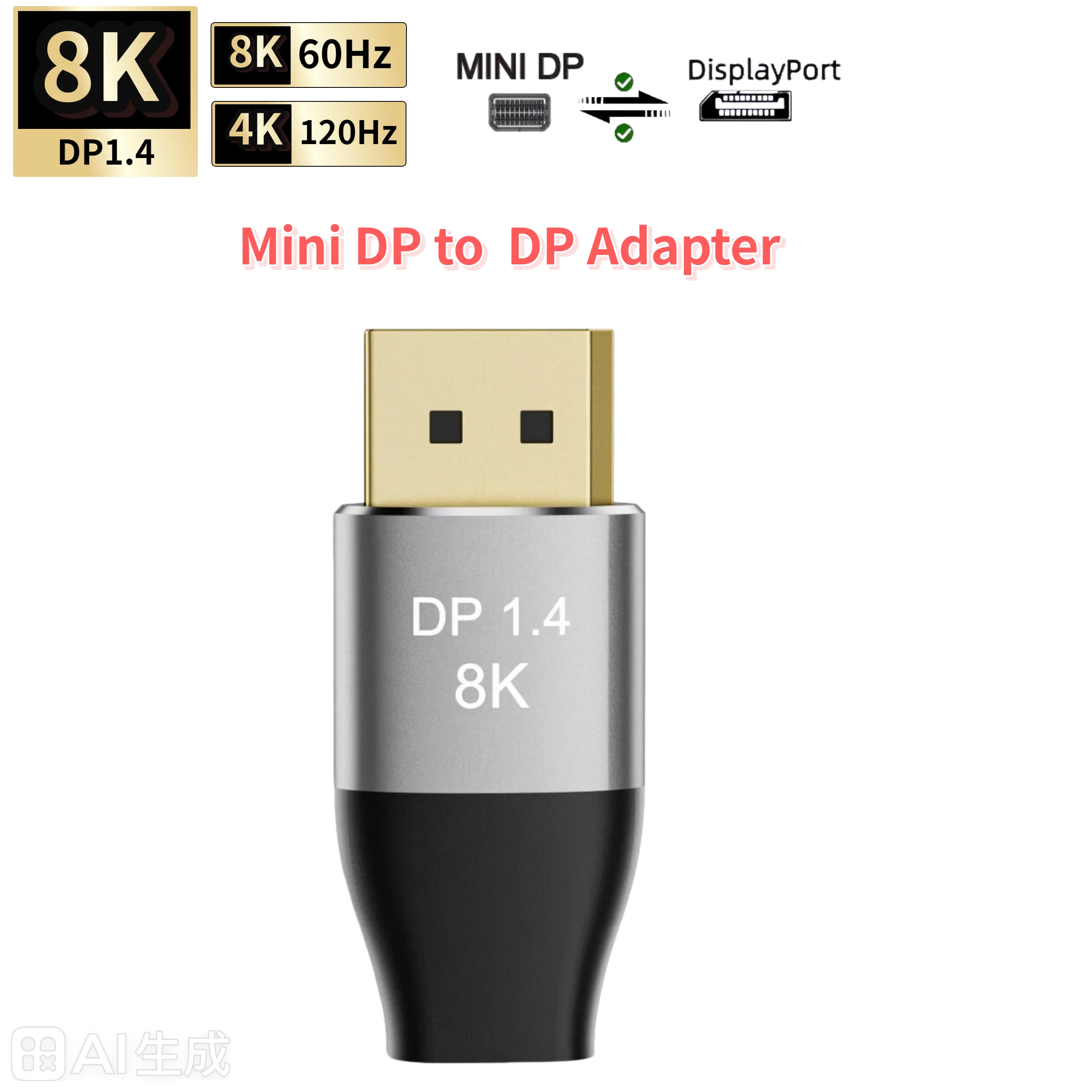 DP zu Mini DP Kabel DP2.1 16K 60Hz Bidirektionale Übertragung 8K Mini DisplayPort zu DisplayPort Kabel für MacBook Air Monitor