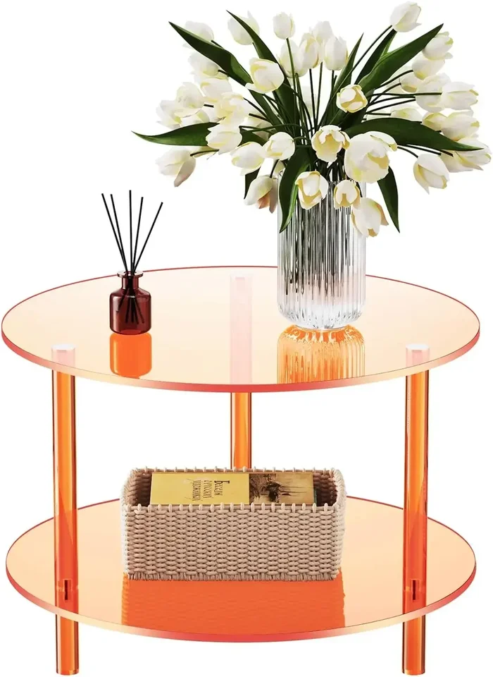 High quality Acrylic Coffee Table, Small Round Modern Coffee Table for Living Room