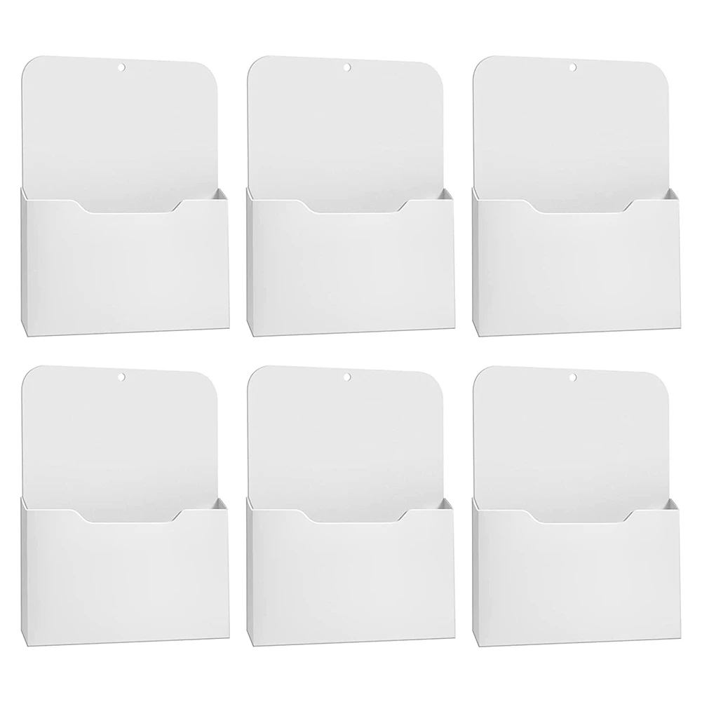 

6 Pack Magnetic File Holder Letter Size Magnetic Paper Holder Magazine Mail Wall File Holder Storage Pocket (L)