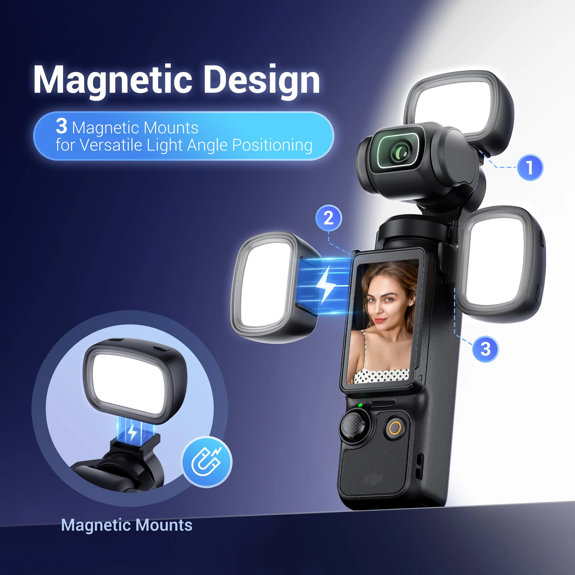 NEEWER Basics Magnetisch hulplicht, compatibel met DJI OSMO Pocket 3 Gimbal Camera Creator Combo, USB C oplaadbare mini led vullamp met reinigingsdoekje voor selfie vlog video opname, M21