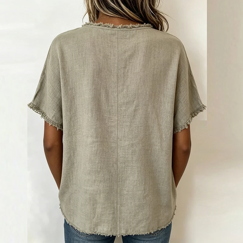 Summer Women T-Shirts O Neck Tassel Design Loose Tee Tops Female Casual T Shirts For Women Summer Pullovers 2