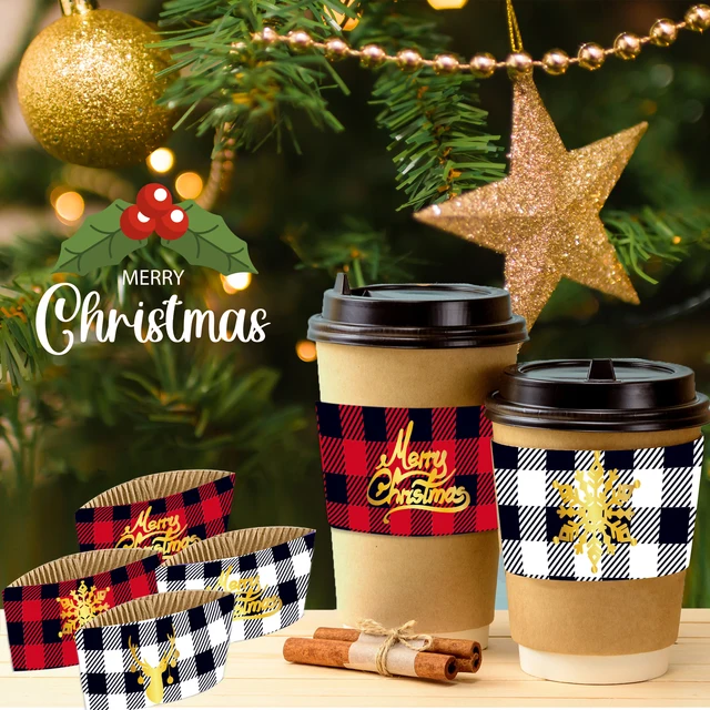 24pcs Happy Xmas Merry Christmas Party Coffee Paper Holder Santa Claus Gift  Milk Tea Holiday Disposable Kraft Coffee Cup Holders - Disposable Party  Tableware - AliExpress