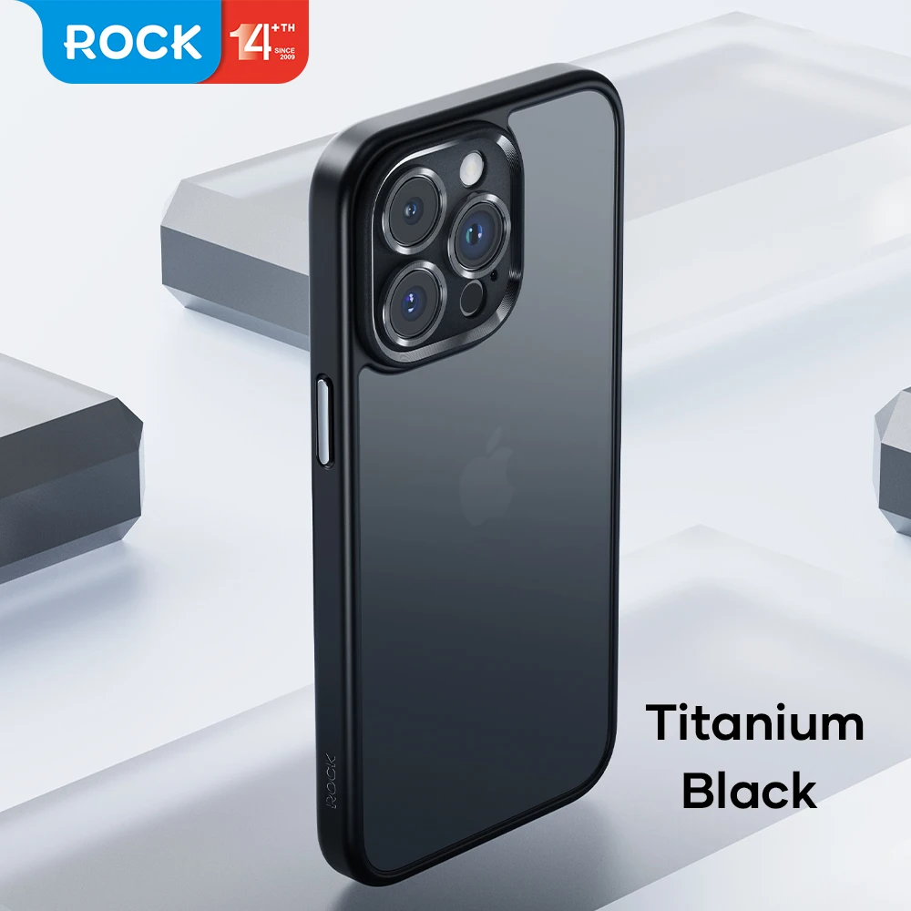 iPhone 15 Pro Max 커버 용 ROCK 반투명 케이스 2023 iPhone 15 Pro 15 Plus PC 뒷면 커버 용 안티 노크 매트 TPU 범퍼 케이스