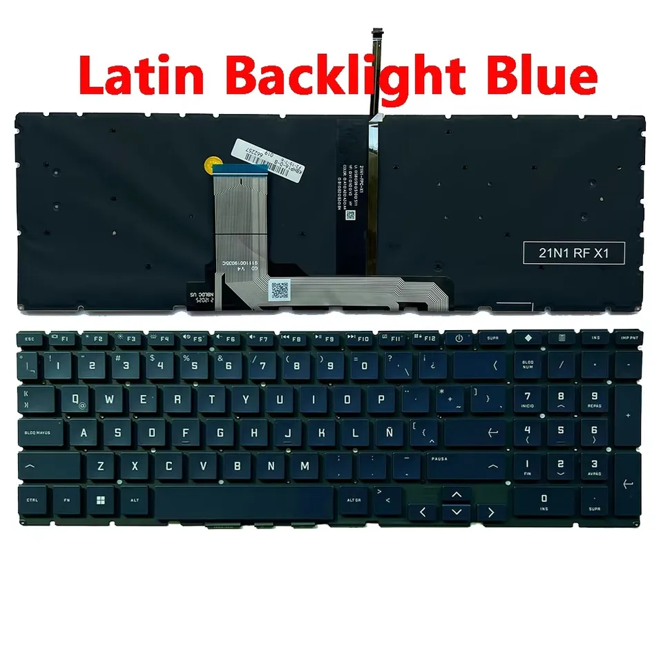Teclado Retroiluminado Negro Para HP Victus 15-FA, 15-FB, QWERTY, Repuesto, TPN-Q263, TPN-Q264