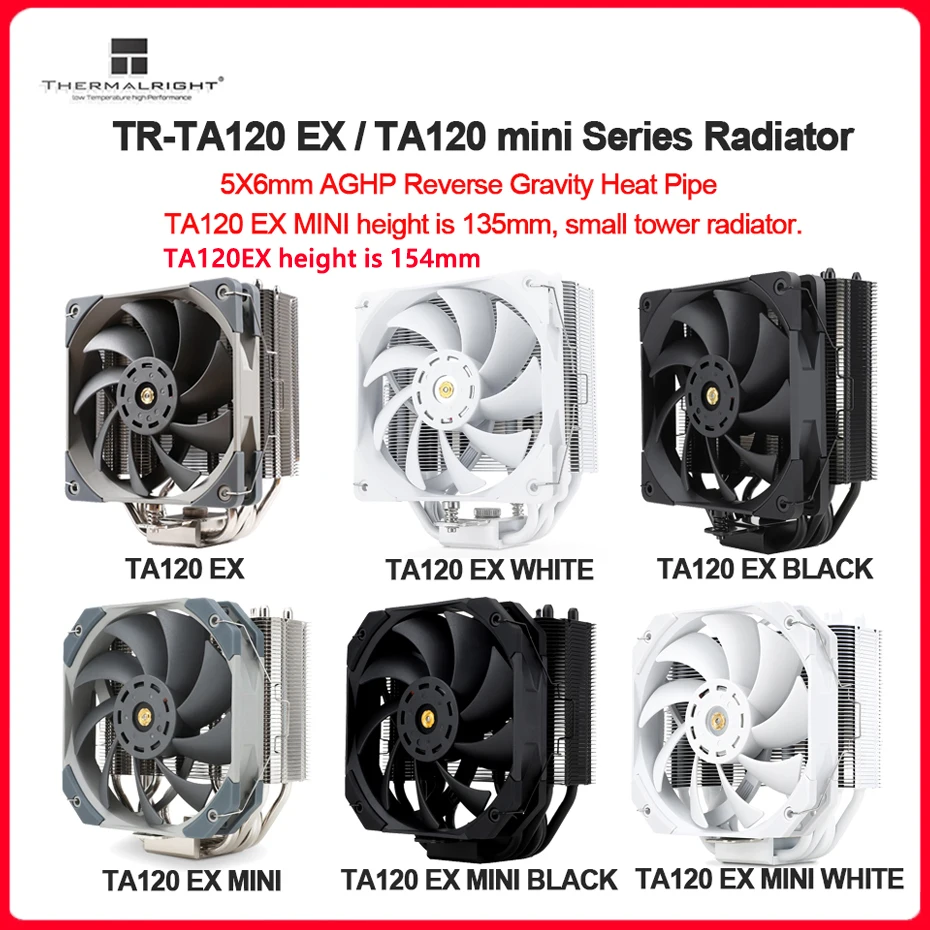 

Thermalright TR-TA120 EX/TA120 EX MINI 5 Heat Pipe CPU Cooler 220W PWM Fan Single Tower Radiator For LGA115X 1200 2011 2066 AM4
