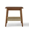 Mid-Century Side Table with Woven Shelf, Boho Side Table with Storage, Small Side Table for Living Room Couch Bedroom Patio 4
