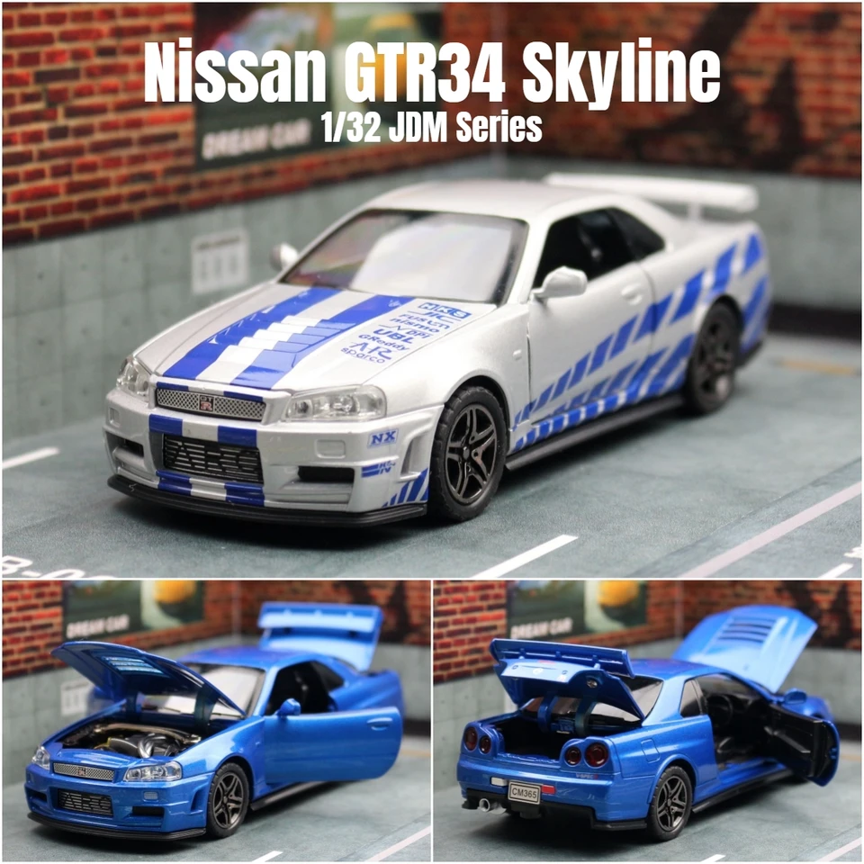 1/32 日産 GTR34 スカイライン GTR おもちゃの車モデルダイキャスト