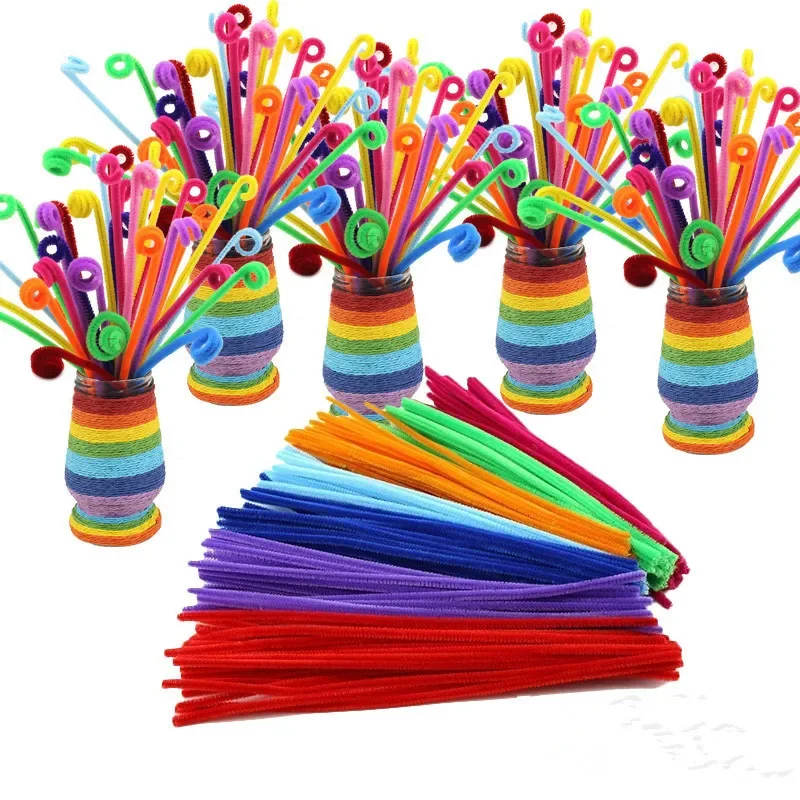 30cm Chenille Stems Pipe Cleaners Children Educational Toys Handmade Colorful DIY Craft Supplies 100pcs